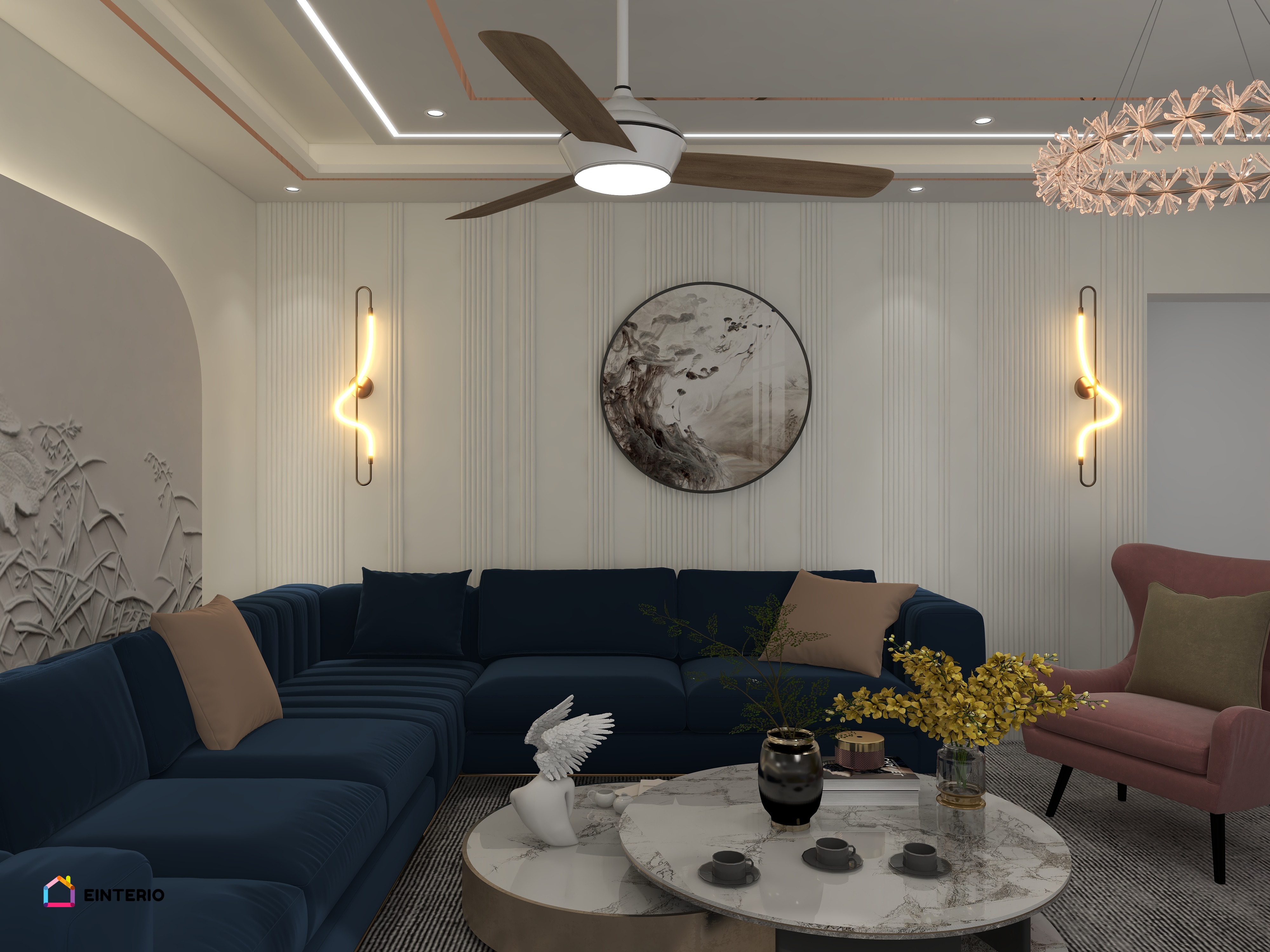 Modern luxury living room with mandir and a designer bedroom walkthrough